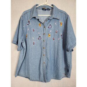 Disney Winnie The Pooh Shirt Women's 26W / 28W Embroidered Eeyore Piglet Denim